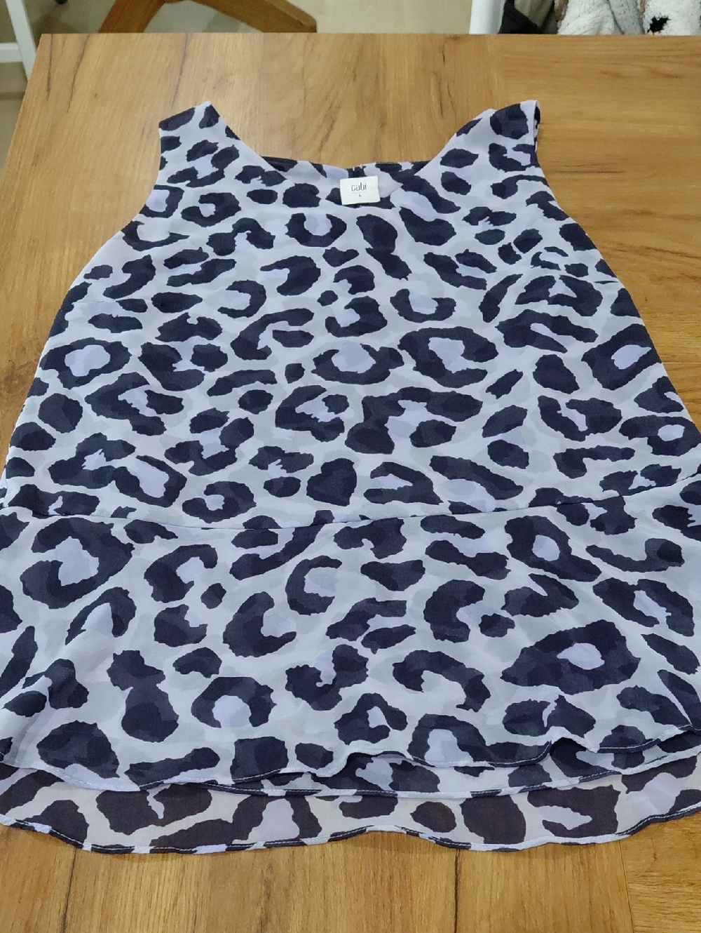CABI Black and White Leopard Print Sleeveless Blouse size L